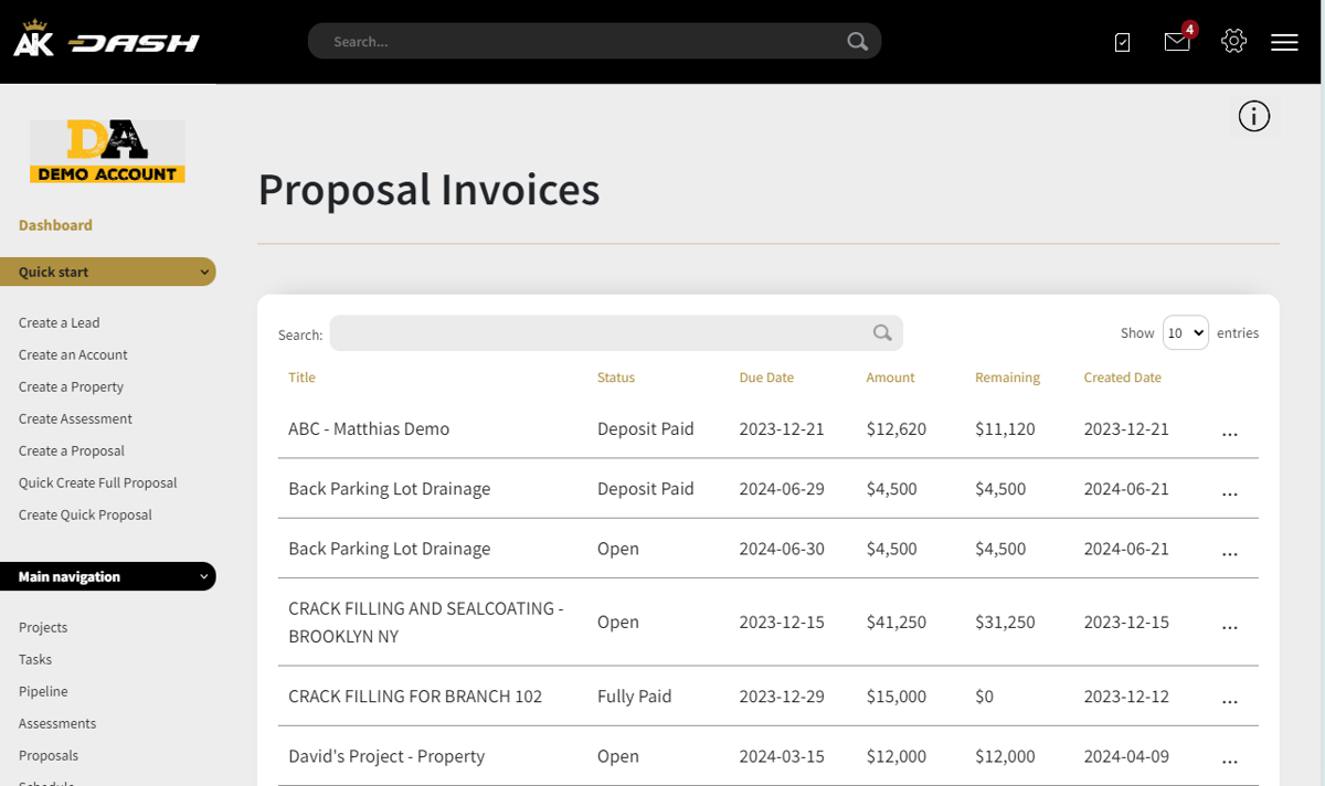 AK Dash Invoice