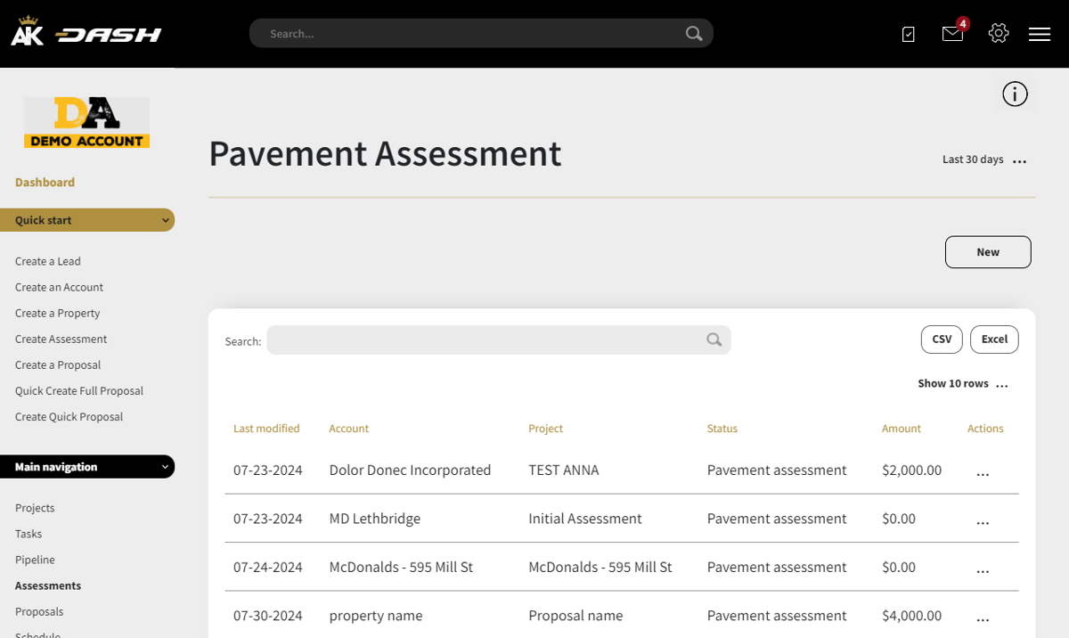 AK Dash Pavement Assessment